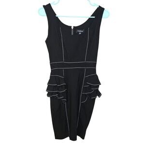 Bebe Size 4 Hour Glass Little Black Dress Stretchy Frill Cocktail Party Dress